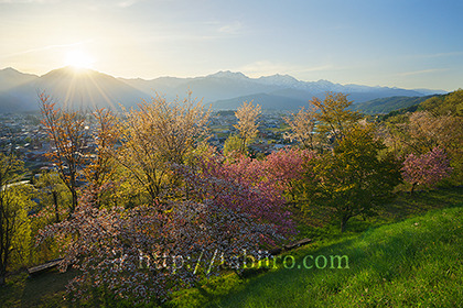 2019,05,08山岳博物館より北アルプスの夕景017B.jpg