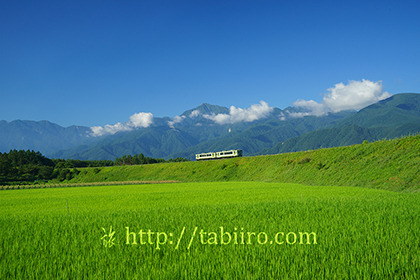 2019,08,08田園を走るJR小海線越しに望む甲斐駒ケ岳048B.jpg